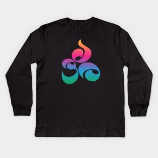 Colorful Kawaii OM, AUM, Zen, Yoga Meditation Sanskrit Symbol Kids Long Sleeve T-Shirt